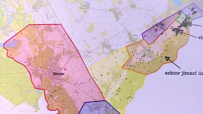 Mapa starých vrtů na Břeclavsku a Hodonínsku