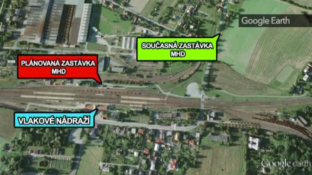 Situační mapa nádraží ve Studénce