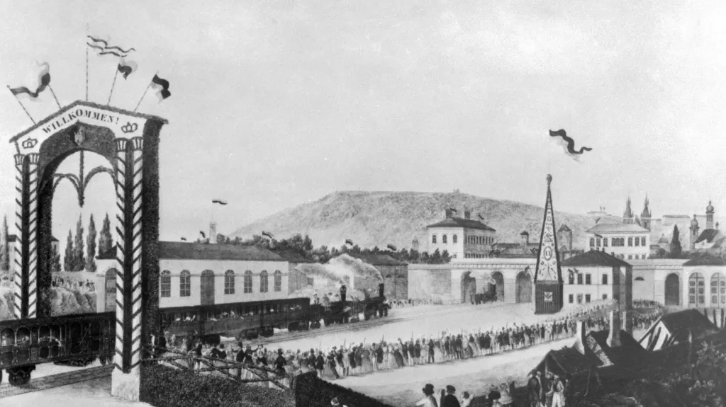 Příjezd prvního vlaku do Prahy