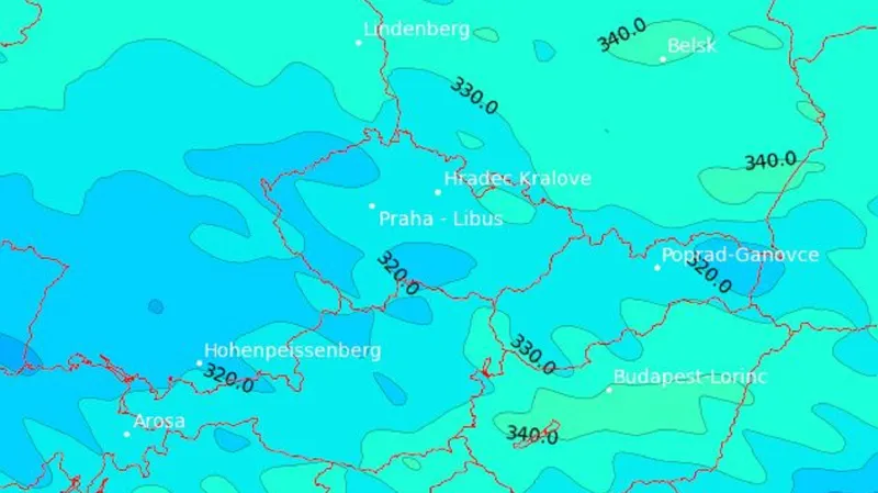 Množství atmosférického ozonu nad střední Evropou zůstává extrémně podprůměrné
