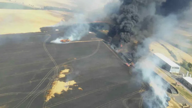 Požár pole na Znojemsku