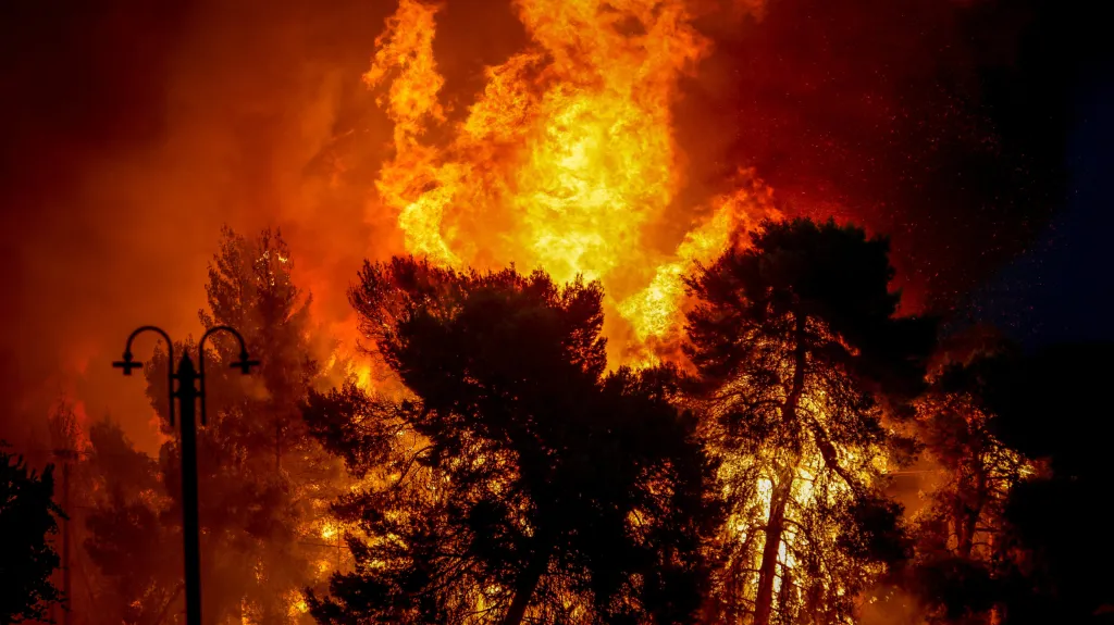 Lesní požár v Řecku