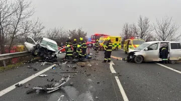 Dopravní nehoda na silnici I/3 u Bystřice na Benešovsku (14. 12. 2025)