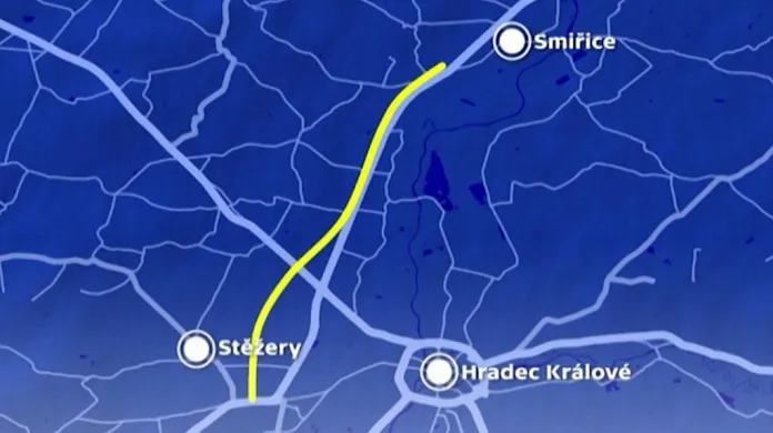 Trasa pokračování dálnice D11 ve směru na Jaroměř