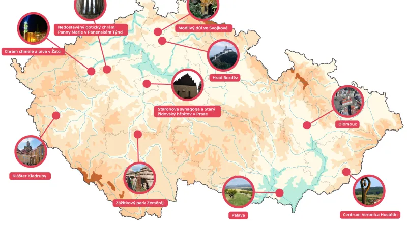 Nejoblíbenější turistické cíle Česka