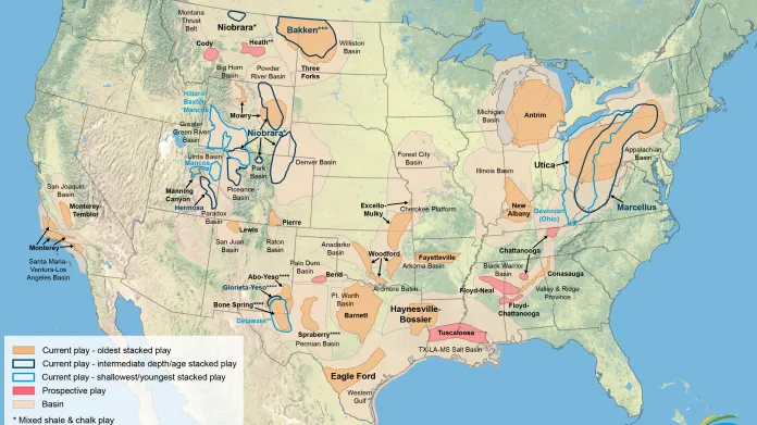 Naleziště zemního plynu v USA