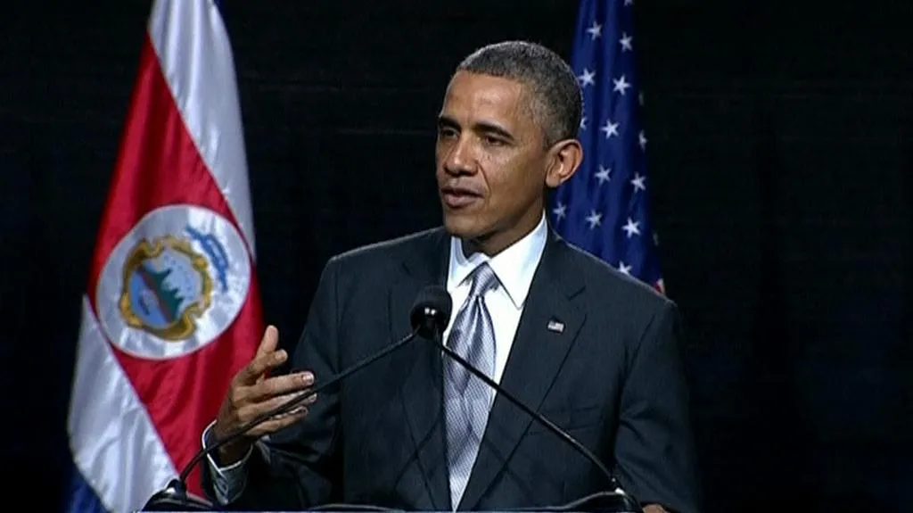 Barack Obama na tiskové konferenci při návštěvě Kostariky