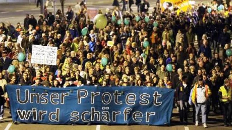 Protesty proti kácení parku ve Stuttgartu