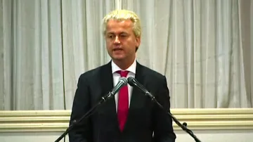 Geert Wilders při projevu v Austrálii