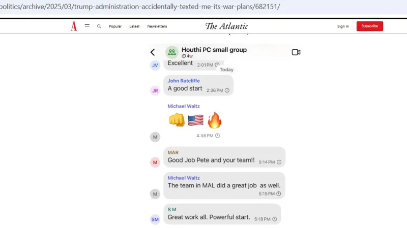 Snímek obrazovky ze skupiny v aplikaci Signal