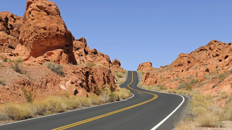 Silnice v Údolí ohně v Nevadě