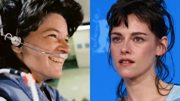Astronautka Sally Rideová (vlevo) a její herecká představitelka Kristen Stewartová