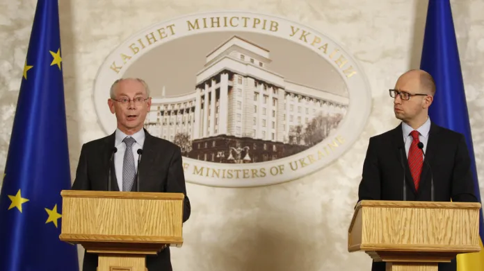 Herman Van Rompuy a Arsenij Jaceňuk