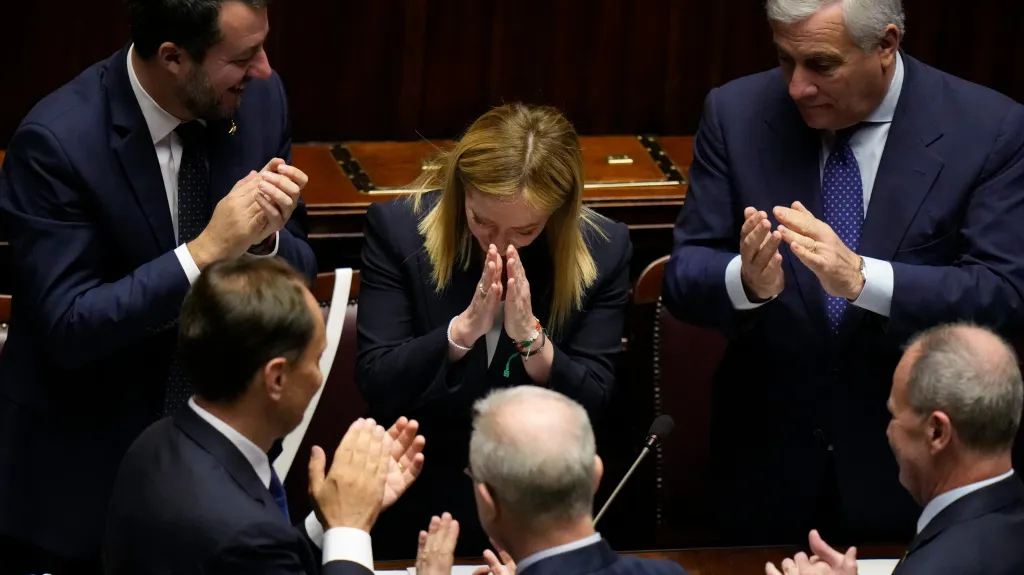Italská premiérka Giorgia Meloniová v parlamentu