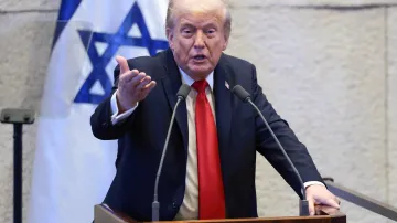 Americký prezident Donald Trump promlouvá v Knesetu