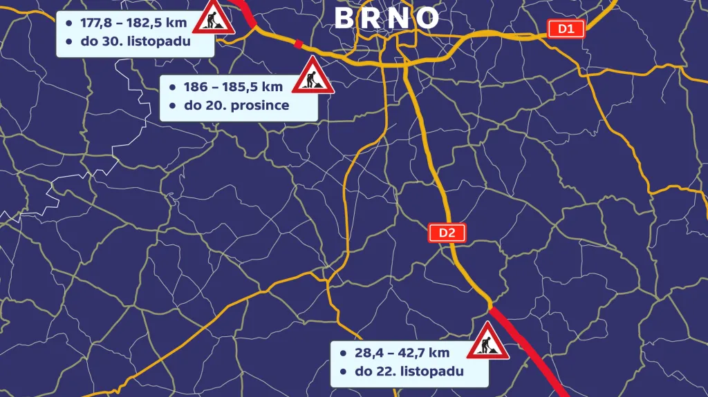 Uzavírky v okolí Brna
