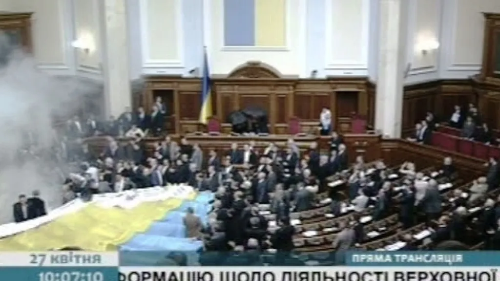 Bitka v ukrajinském parlamentu
