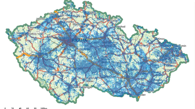 Mapa pokrytí mobilním signálem – O2