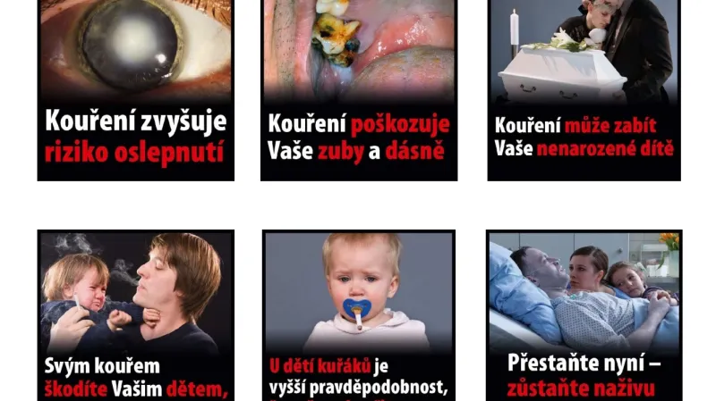 Ukázky fotografií, které budou umístěny na krabičkách cigaret
