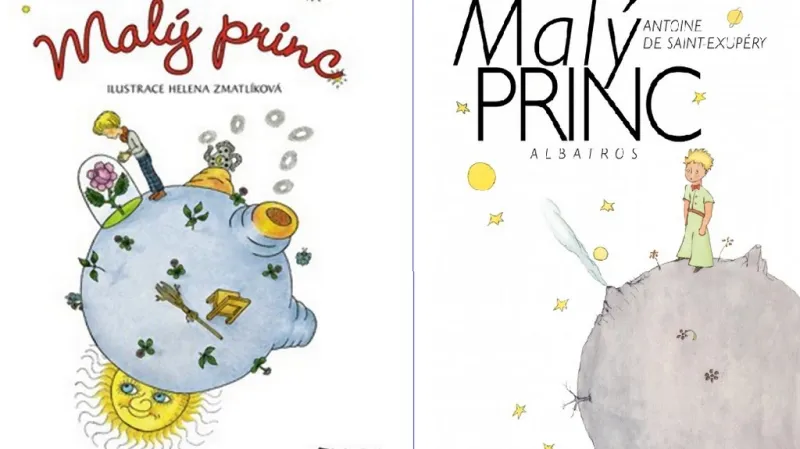 Malý princ s ilustracemi Saint-Exupéryho (vlevo) a Heleny Zmatlíkové (vlevo)