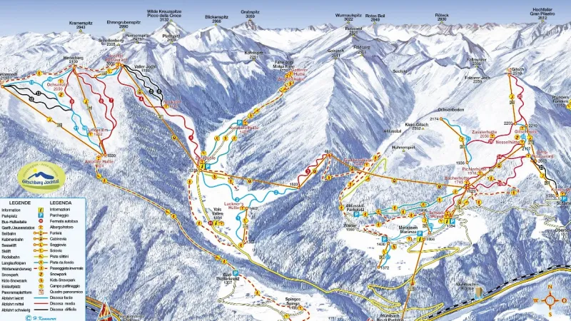 Mapa středisek Jochtal a Gitscherg