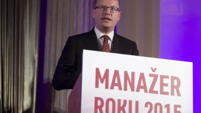 Premiér Bohuslav Sobotka na předávání cen Manažer roku 2015