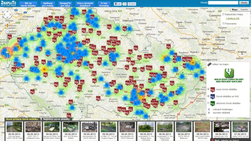 Mapa černých skládek