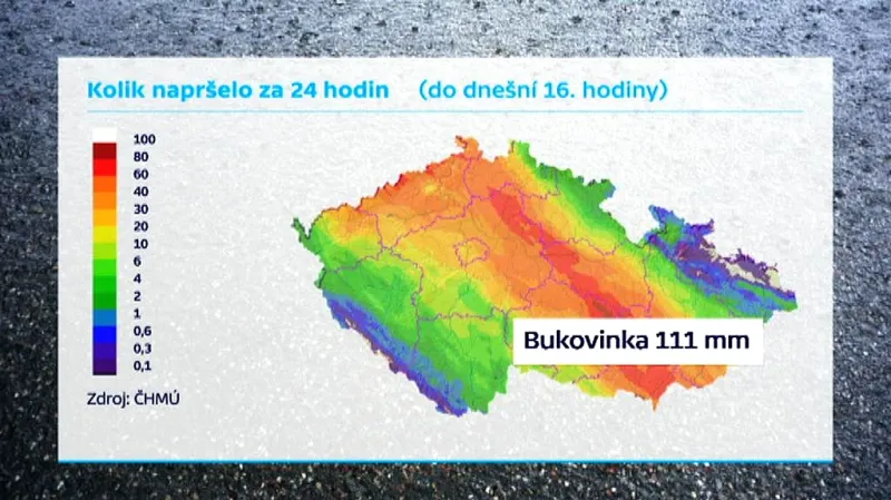 Kolik napršelo za 24 hodin