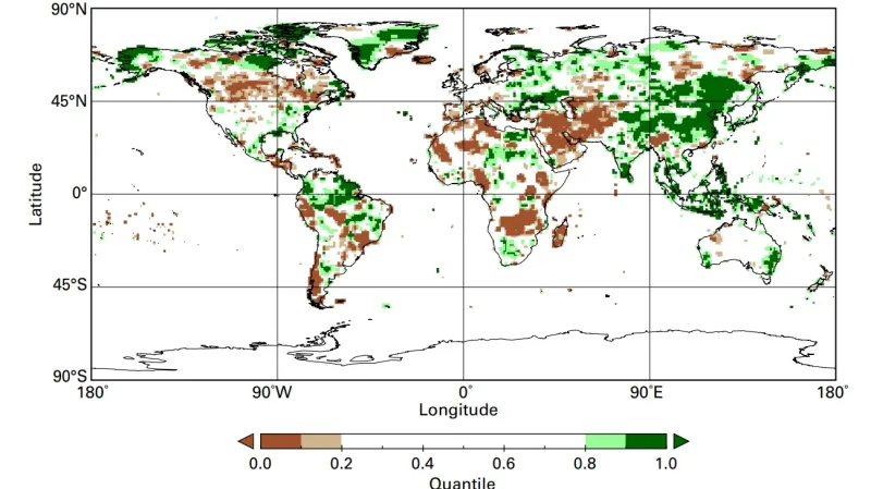 Odchylky srážek od průměru v roce 2021