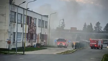 Požár v přerovském podniku Meopta
