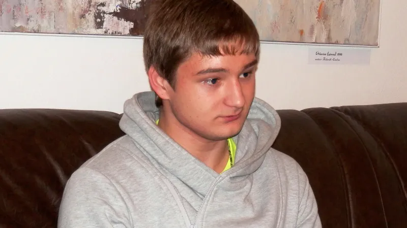 Student Matěj Vích na setkání se starostou Loun