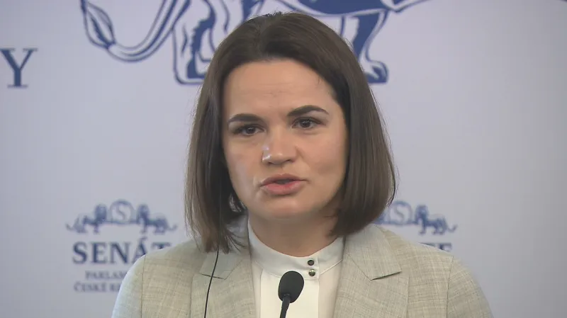 Představitelka běloruské opozice Cichanouská na návštěvě Česka