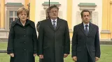 Angela Merkelová, Bronislaw Komorowski a Nicolas Sarkozy