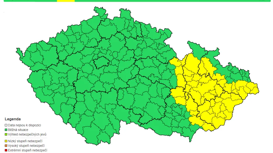 Výstraha ČHMÚ před ledovkou (7. ledna 2020)