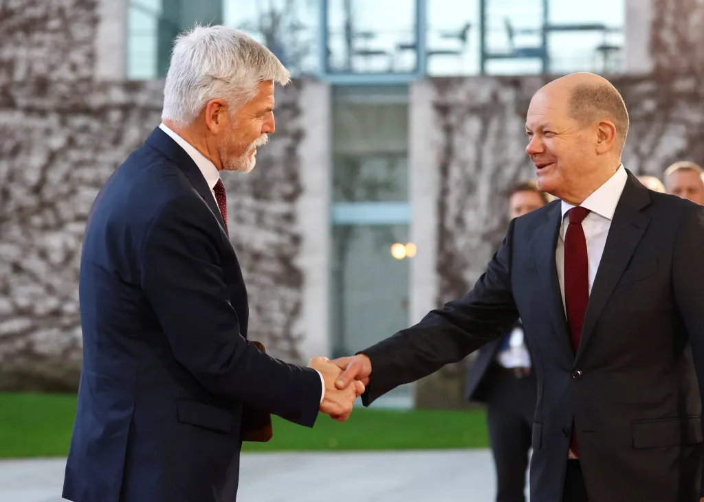 Prezident Pavel se při návštěvě Berlína rovněž setkal s kancléřem Olafem Scholzem