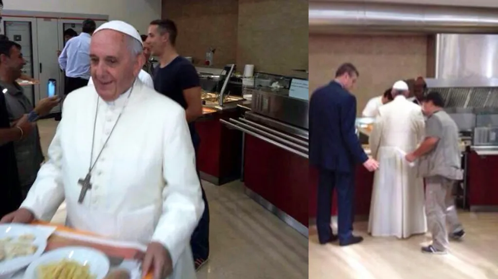 Papež František ve vatikánské jídelně
