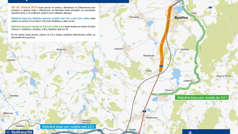 Dopravní omezení na silnici I/3