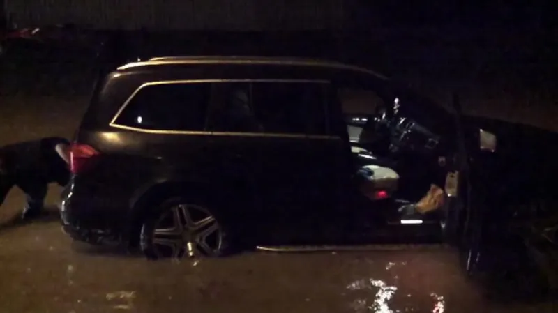 Zatopené auto u Pelhřimova