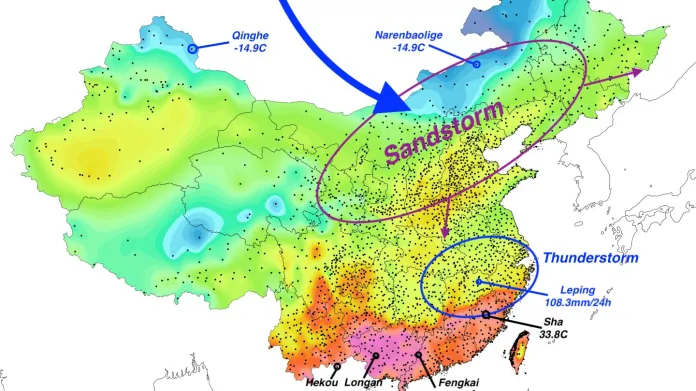 Středeční maxima v Číně vyšplhala na jihu země ke čtyřiceti stupňům
