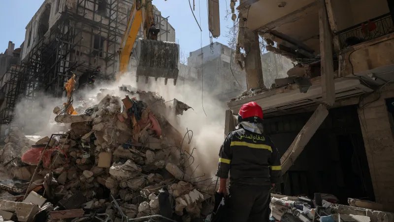 Následky středečních izraelských úderů v libanonském Bejrútu