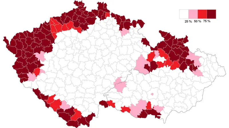Německé osídlení v soudních okresech podle sčítání lidu z roku 1930