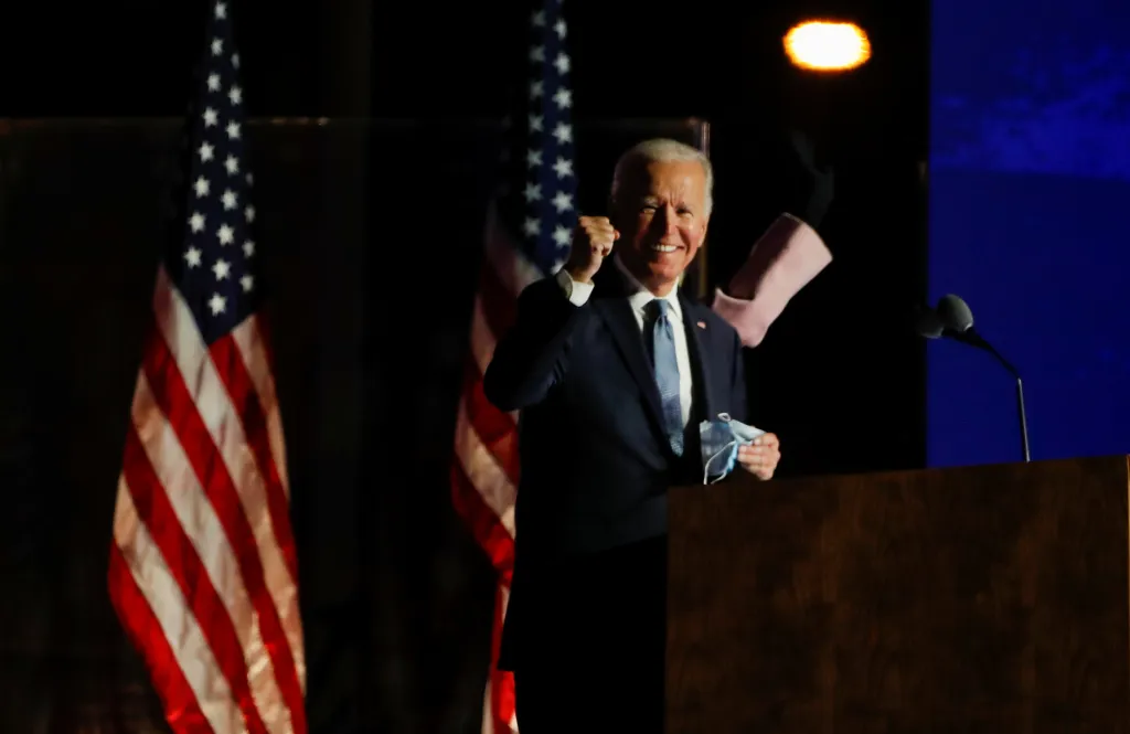 Joe Biden reaguje na průběžné výsledky sčítání odevzdaných hlasů