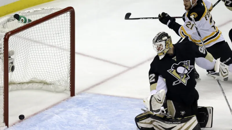 Brankář Tomáš Vokoun inkasuje