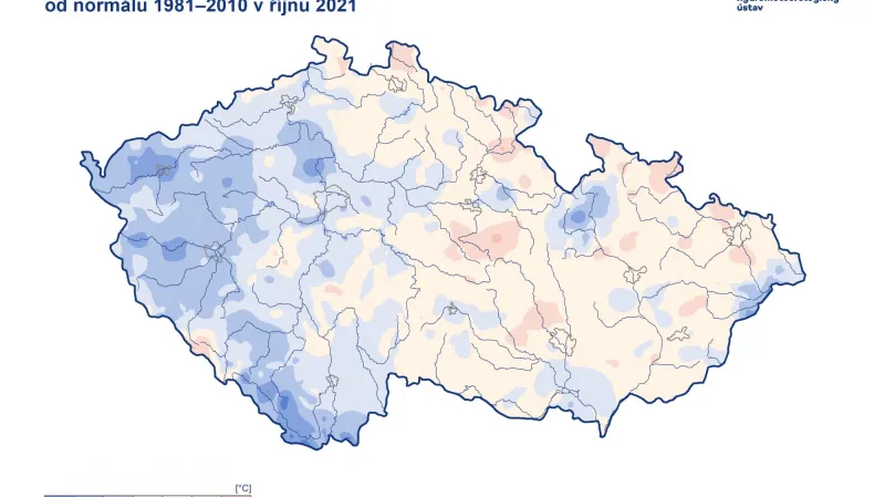 Měsíční úhrn srážek za říjen v procentech normálu 1981-2010