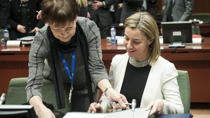 Federica Mogheriniová na zasedání unijních ministrů zahraničí