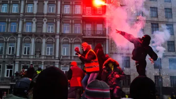 Srážky demonstrantů s policií v Kyjevě