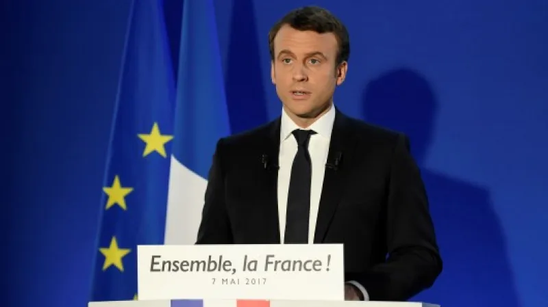 Macron přednáší svůj první projev po oznámení předběžných výsledků,  Autor: Lionel Bonaventure,  Zdroj: Reuters