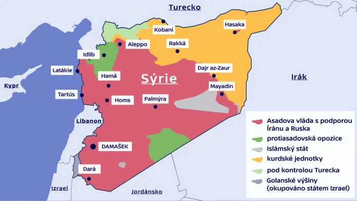 Rozložení sil v Sýrii – září 2018 až únor 2019