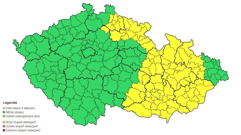 Výstraha ČHMÚ před ledovkou vydaná 23. ledna