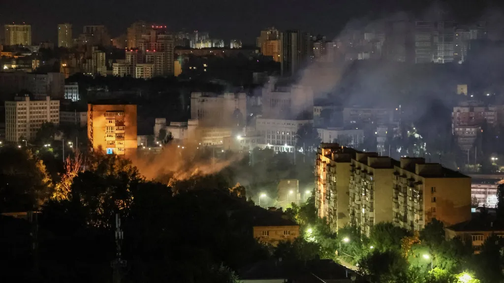 Pohled na Kyjev po ruském útoku drony